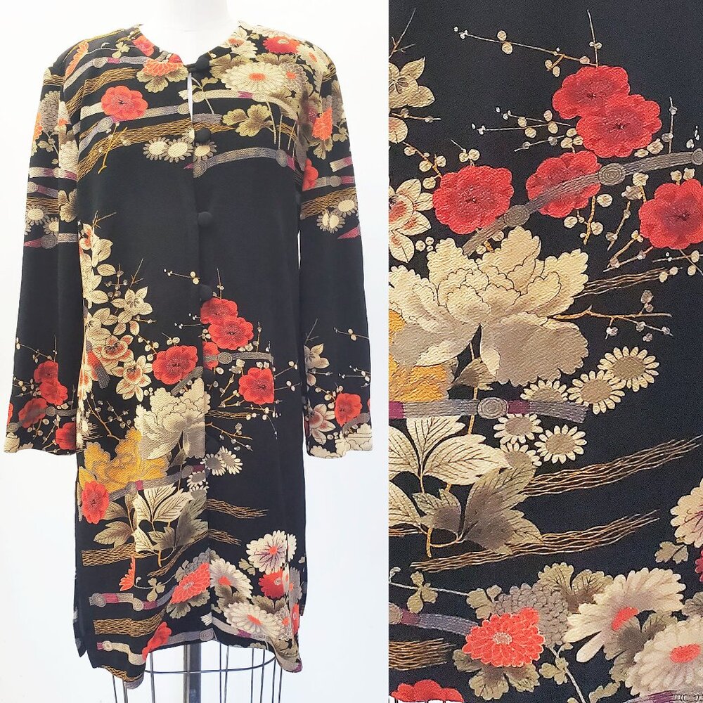 Mor Mor Womens Vintage Asian Connie's Moon LightTunic Jacket Coat Black USA L